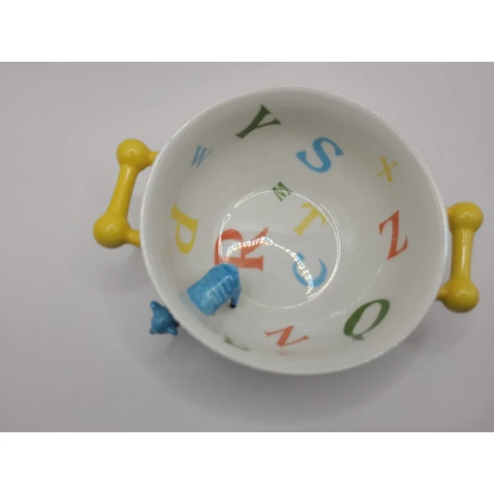 Anthropologie Child's Alphabet Bowl with Blue Sheep Lamb‎